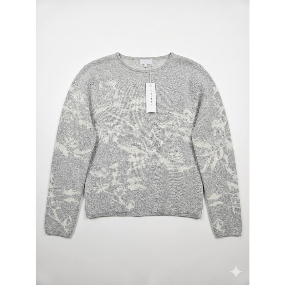 NEW Bianco & Blu M Merino Wool Cashmere Blend Heather Gray Sweater Casual